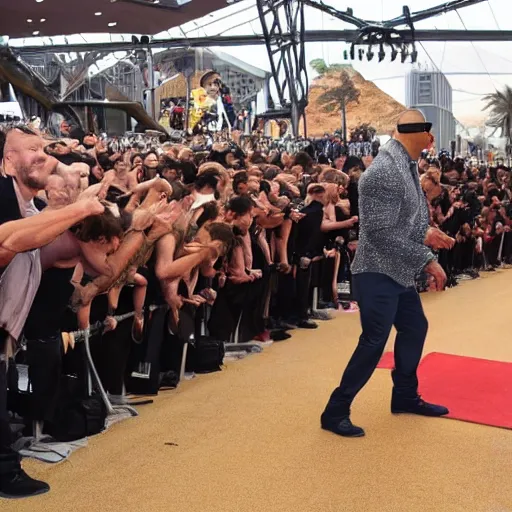 Image similar to people bowing down to dwayne johnson