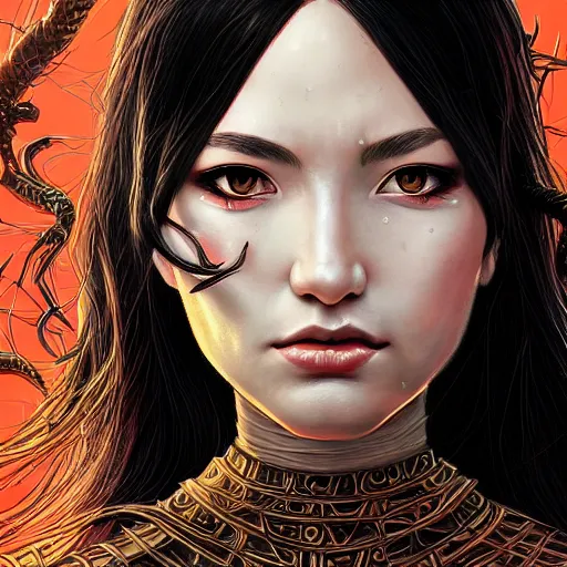 Prompt: leech queen, beautiful, detailed symmetrical close up portrait, intricate complexity, in the style of artgerm and ilya kuvshinov, magic the gathering art