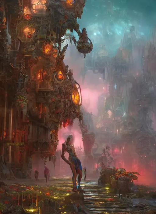 Image similar to detailed full body concept art illustration colorful oil painting of a fantasy world in full intricate design, ultra detailed, digital art, octane render, 4K, dystopian, micro details, hyper realistic