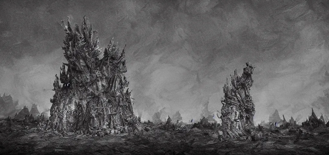 Prompt: charcoal reefs of the soul cairn, in the style of alex konstad, alejandro mirabal, dramatic, tragic, intricate, detailed, beautiful, 8 k resolution