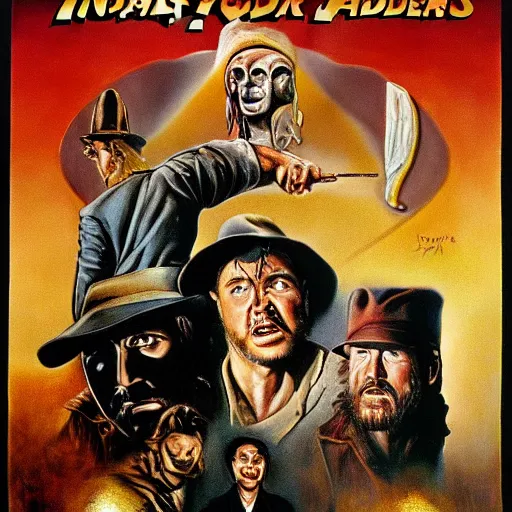 Prompt: Indiana Jones Raiders of the Lost Ark movie as a Salvador Dali painting