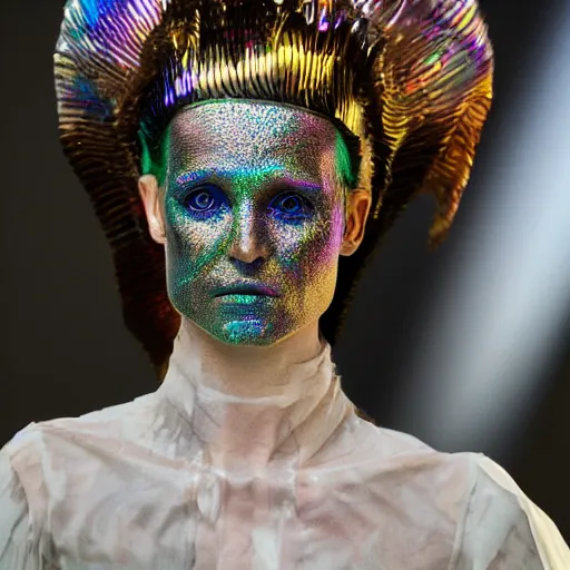 Image similar to a pirate woman with iridescent skin by van herpen, iris