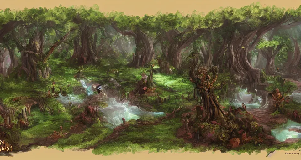 Prompt: Enchanted and magic forest, by D&D Concept Artists