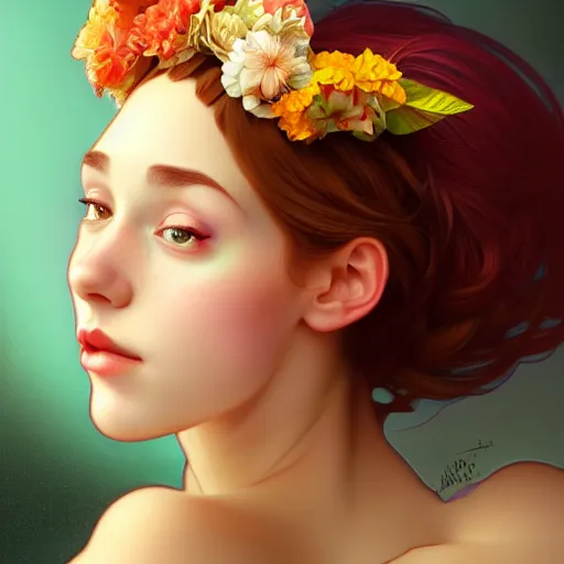 Prompt: portrait of a girl with a bundt cake on her head, digital art, cinematic, concept art, 8k, painting, imaginefx, cgsociety, art nouveau, Alphonse Mucha, trending on artstation