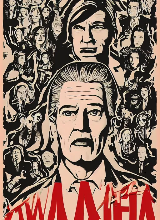 Image similar to twin peaks movie poster art by kieran yanner