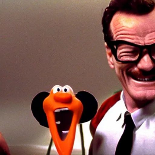 Image similar to bryan cranston maniacally laughing as gumby from looney tunes apophasis