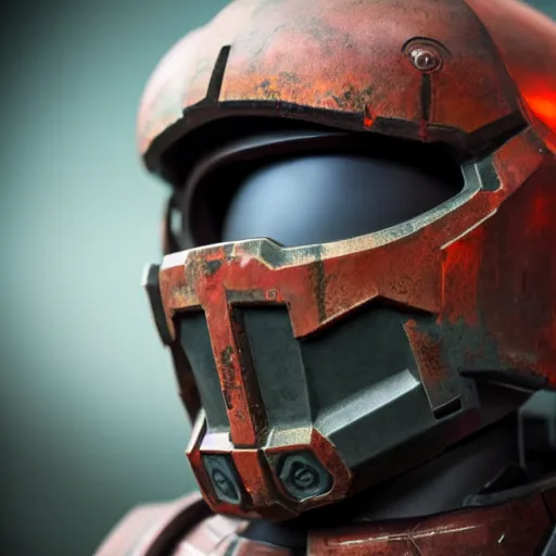 Image similar to doom slayer's helmet from doom eternal, photography