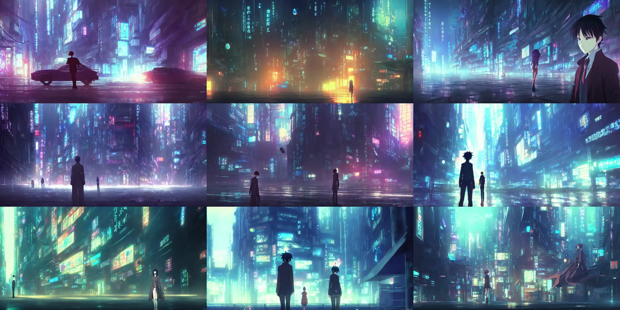 Prompt: a high definition screenshot from the haunting and strange cyberpunk anime film ; a dream detective investigating a dreamscape, digital painting by makoto shinkai and yoshitaka amano, surrealism, trending on artstation