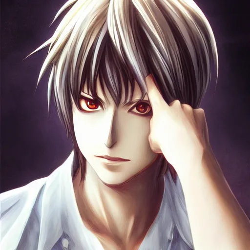 Prompt: yagami light from death note, art by wlop, 8 k