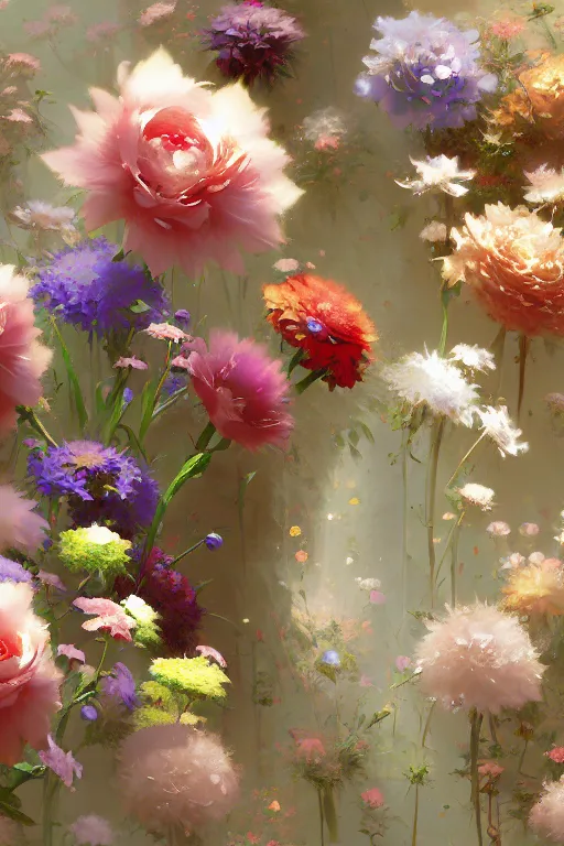 Prompt: Floral wallpaper by Craig Mullins, pixar