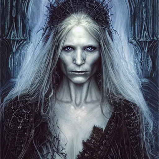 Image similar to head and shoulders portrait of a spectral, ghostly, shadowy wraith portrayed by gwynneth paltrow, d & d, fantasy, luis royo, magali villeneuve, donato giancola, wlop, krenz cushart