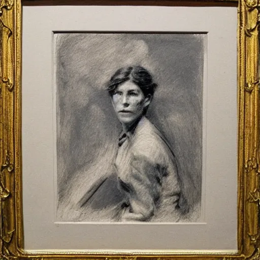 Image similar to ww 1 action heroine by alfred stevens in charcoal