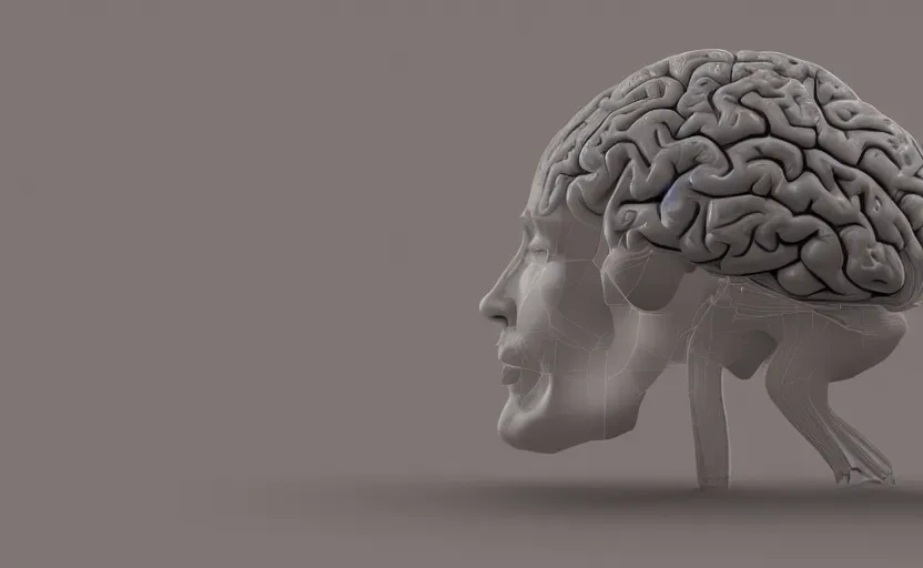 Prompt: translucent 3d render of a man as his brain achieves an indescribably beautiful so wow mind exploding