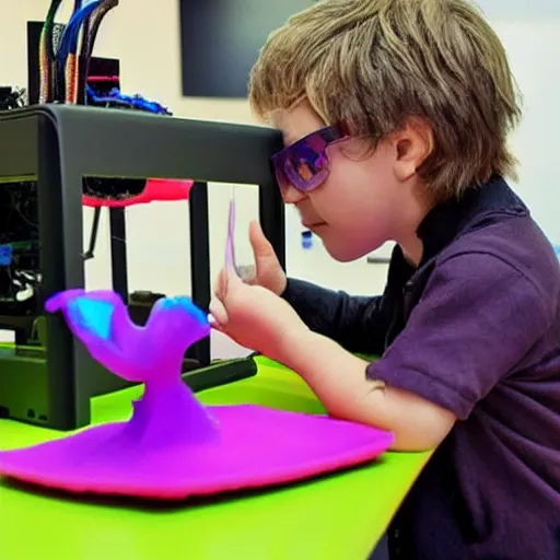 Image similar to a child using a 3 d printer