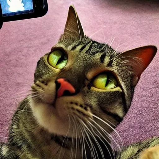 Image similar to selfie of a funny cat