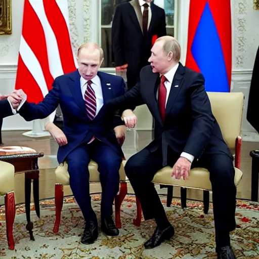 Image similar to biden and putin playing rock paper scissors, no one wins