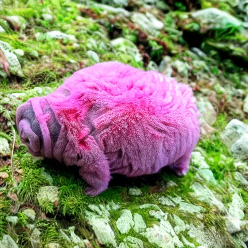 Image similar to A Tardigrade covered in pink fur