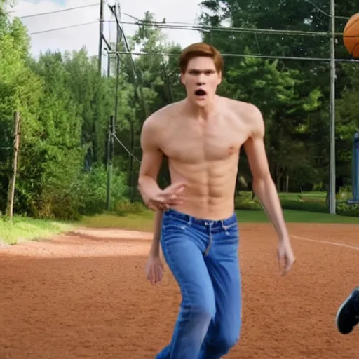 Image similar to Live Action Still of Jerma in High School Musical, real life, hyperrealistic, ultra realistic, realistic, highly detailed, epic, HD quality, 8k resolution, body and headshot, film still