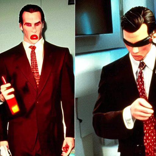 Prompt: american psycho, nintendo 6 4 game graphics visual aesthetic