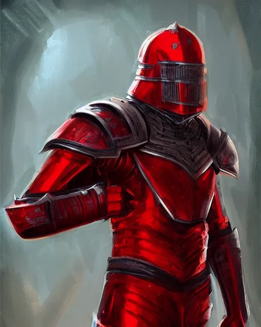 Image similar to knight armored in red, fantasy art, trending on artstation