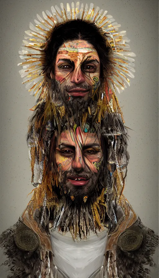 Prompt: portrait of a digital shaman, by fortiche studio