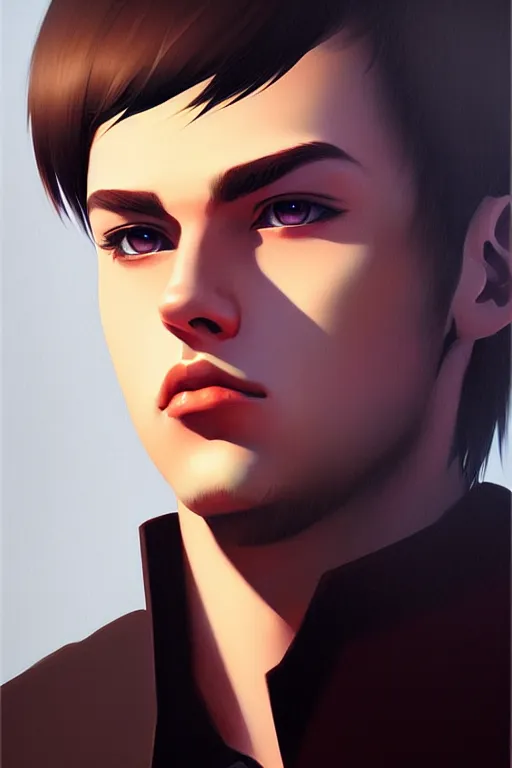 Prompt: attractive male, painting by ilya kuvshinov