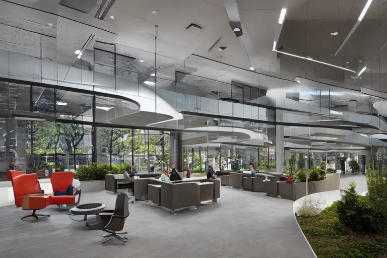 Prompt: suburban office headquarters designed by Gensler