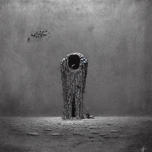 Image similar to dessicated spongebob rotting at the bottom of the sea beksinski