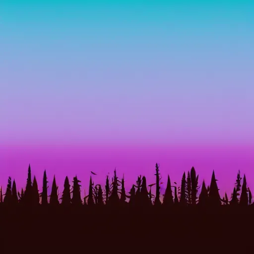 Image similar to silhouette art of a scenery, gradient black to purple