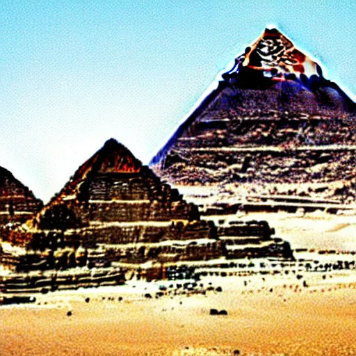 Prompt: a tsunami approaching egyptian pyramids