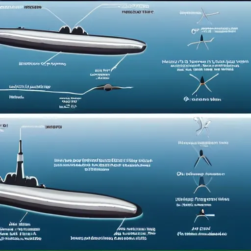 Prompt: Diagram of a nuclear submarine