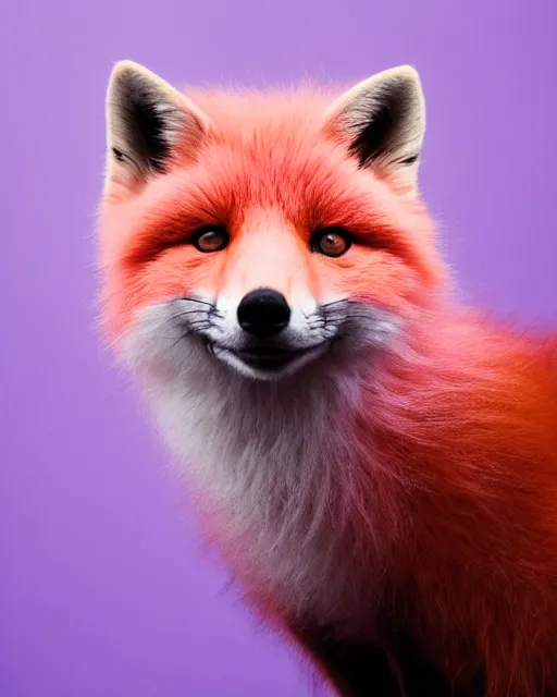 Image similar to pink fluffy fox, portrait, blue background, 8 k, 8 5 mm f 1. 8