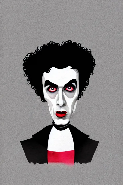 Image similar to minimalist watercolor art of dr. frank - n - furter, illustration, vector art