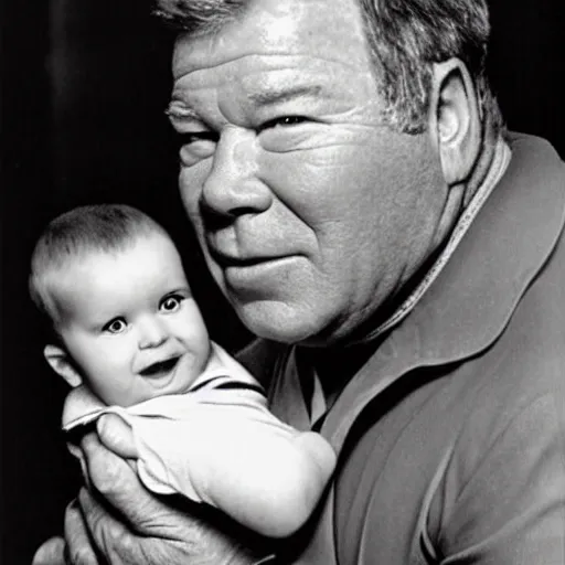 Prompt: william shatner eating a baby