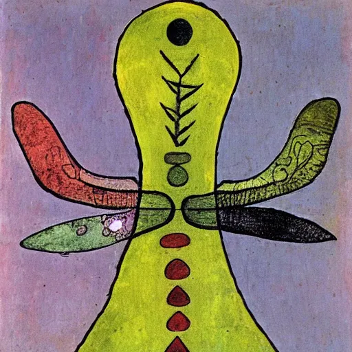 Image similar to a painting of a killer dragonfly by paul klee, intricate detail