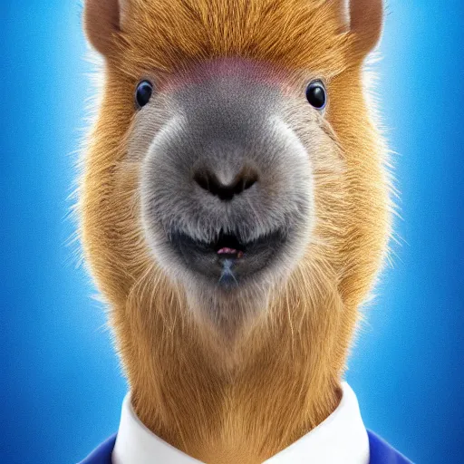 Image similar to a portrait photo of a doctor who is also a capybara, 4 k, high quality, award winning photo