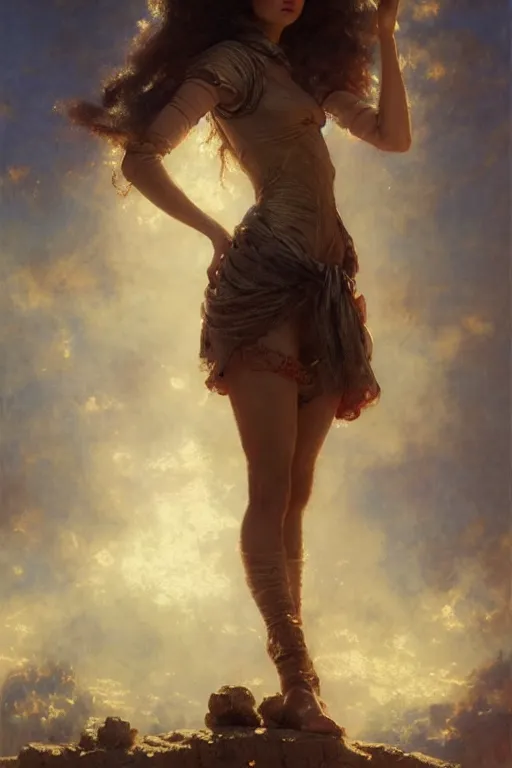 Image similar to a full body portrait of a good looking girl wearing cute outfit, high detail, cleary see face, by gaston bussiere, bayard wu, greg rutkowski, odd nerdrum, maxim verehin, realism, harsh lighting, dan dos santos, masterpiece, sharp focus, cinematic lightning