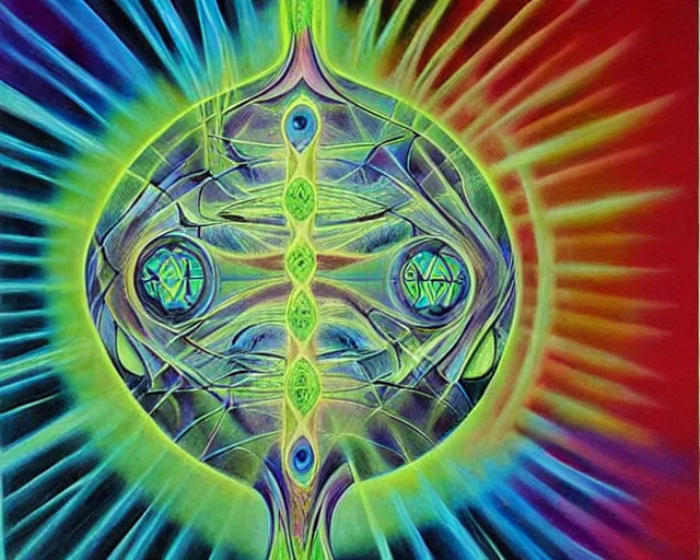 Prompt: x ray, art airbrush painting by alex grey