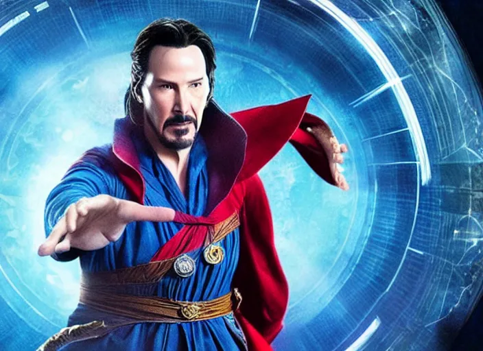 Image similar to movie still of keanu reeves as doctor strange