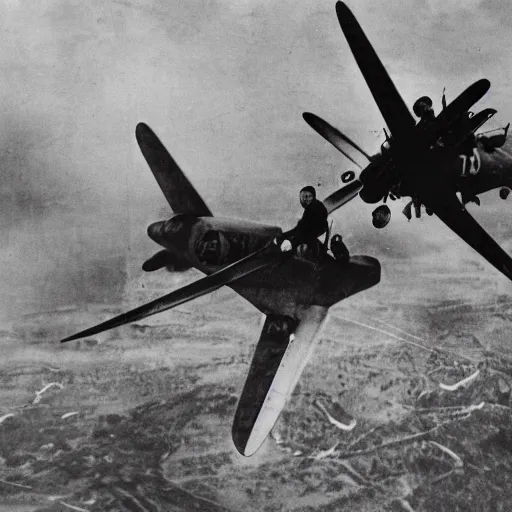 Image similar to photo of Japanese dogfighters in an aerial battle against a giant oriental dragon, world war 2, Color,