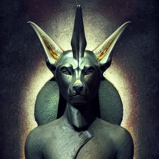 Image similar to portrait of anubis, intricate artwork, concept art, octane render, deviantart, cinematic, key art, hyperrealism, iridescent accents, portrait photograph, nikon 3 5 mm, photograph by greg rutkowski