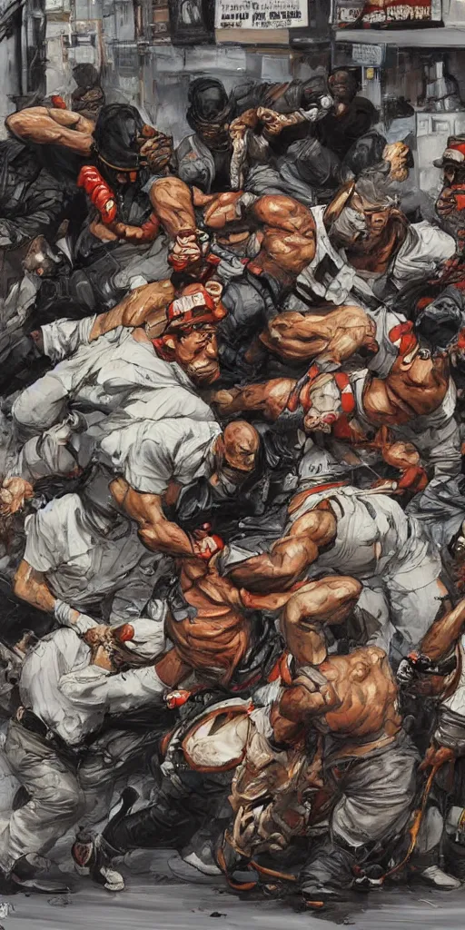 Image similar to oil painting scene from street fight by kim jung gi