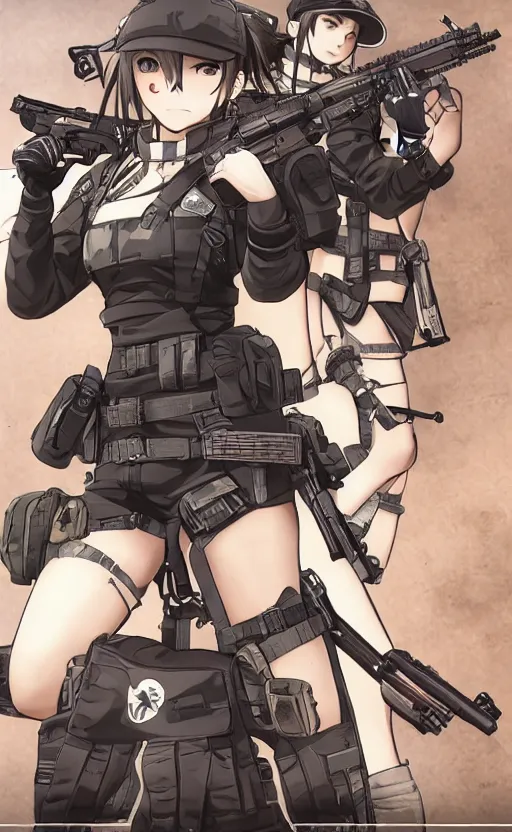 Image similar to the front of a military trading card, high details, high resolution, girls frontline style, by masashi kishimoto