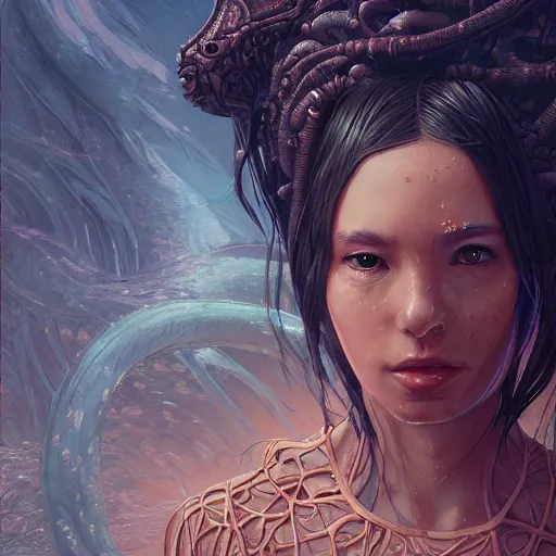 Prompt: alien water princess, detailed portrait, intricate complexity, by greg rutkowski, artgerm, ross tran, conrad roset, takato yomamoto, ilya kuvshinov. 4 k, beautiful, cinematic dramatic atmosphere, mcbess