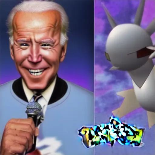 Prompt: joe biden as a pokemon trainer, he has legendary pokemon, cinematic, award winning composite photography