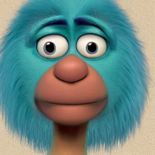 Prompt: portrait of Isaac Newton as a character in Monsters, Inc.