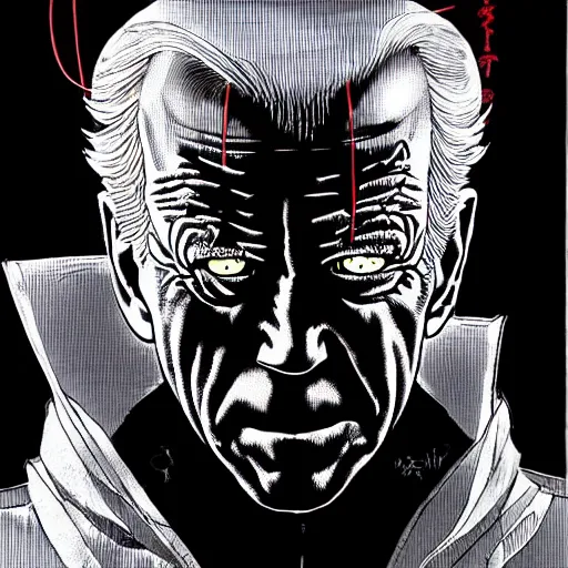 Image similar to Joe Biden looking sinister, by Tsutomu Nihei, highly detailed