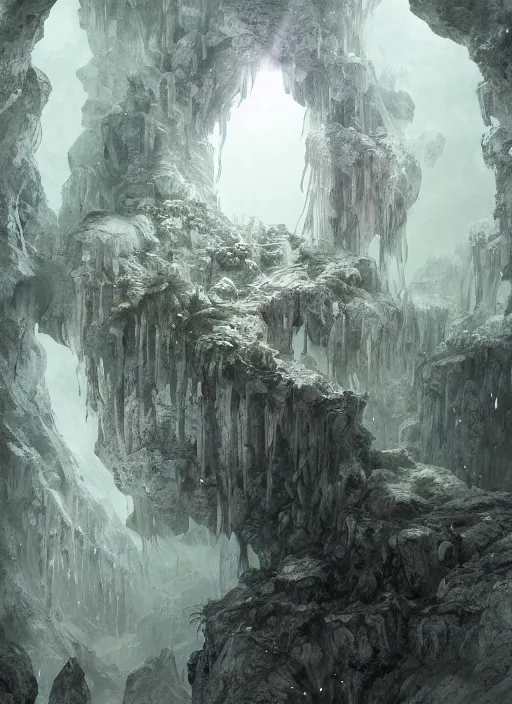 Image similar to portrait, Overgrown Cave made of white paper, Crystal Lighting, Mystical,, watercolor, dramatic lighting, cinematic, establishing shot, extremely high detail, foto realistic, cinematic lighting, pen and ink, intricate line drawings, by Yoshitaka Amano, Ruan Jia, Kentaro Miura, Artgerm, post processed, concept art, artstation, matte painting, style by eddie mendoza, raphael lacoste, alex ross