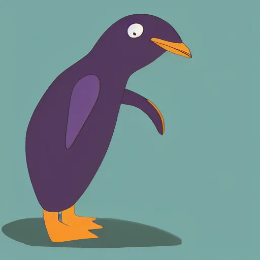 Image similar to 2 d matte purple penguin holding key studio ghibli style