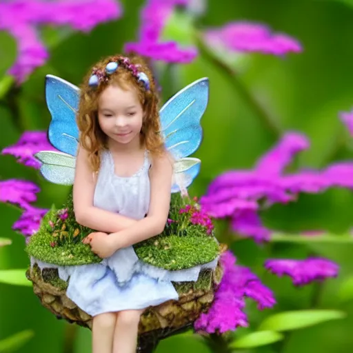 Image similar to tiny cute fairy in a flower house